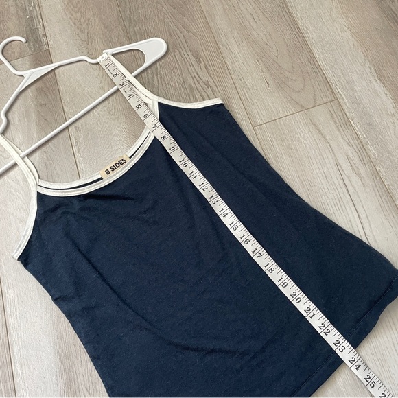 B Sides Tank Top cotton silk contrast trim cami womens Navy Blue (medium) basic - Picture 6 of 6